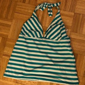 Missimo green and white striped tankini